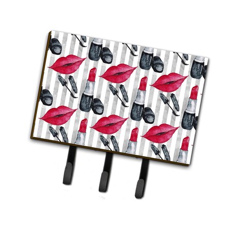 Jensendistributionservices Watercolor Lipstick & Grey Stripes Leash or Key Holder, 6 x 2 x 9 in. MI1710841
